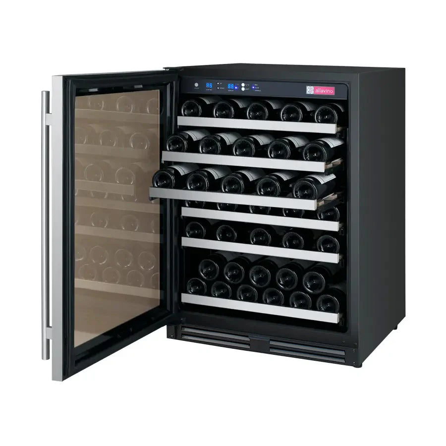 Allavino FlexCount Series 56 Bottle Single Zone Built-in Wine Cooler Refrigerator with Stainless Steel Door - Left Hinge