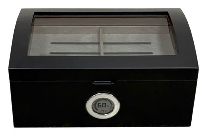 Prestige Import Group 120 Ct. Tinted Glass Humidor w/ External Digital Silver Bezel Hygrometer