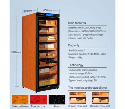 Raching C380A Precision Climate-Controlled Cigar Humidor Cabinet | 1400–1500 Cigar Capacity