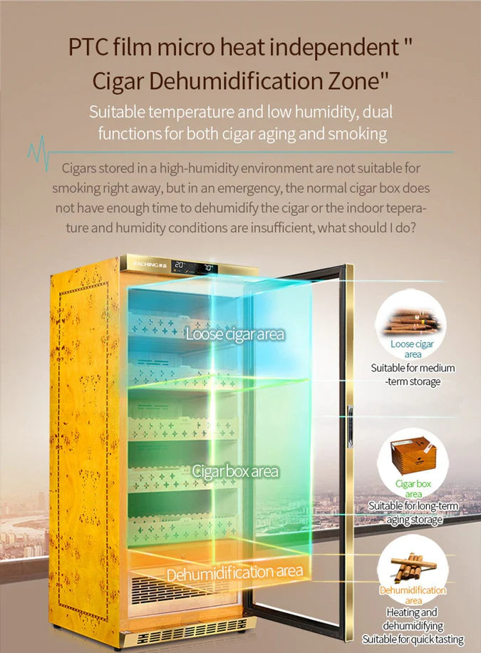 Raching MON1800A Precision Electronic Cigar Humidor Cabinet | 900+ Cigar Capacity | ±1% Climate Control