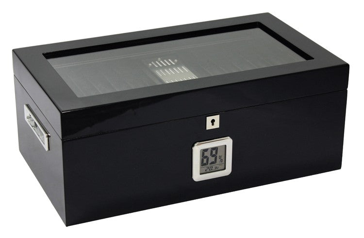 Prestige Import Group 120 Ct. Full Black Humidor w/ Black Interior & Polished Hardware