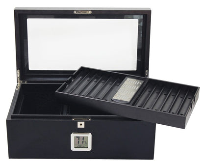 Prestige Import Group 120 Ct. Full Black Humidor w/ Black Interior & Polished Hardware