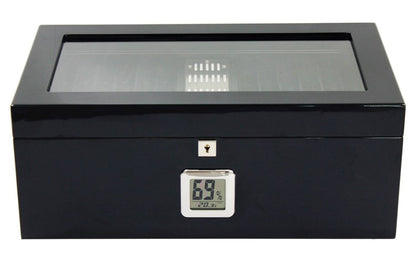 Prestige Import Group 120 Ct. Full Black Humidor w/ Black Interior & Polished Hardware