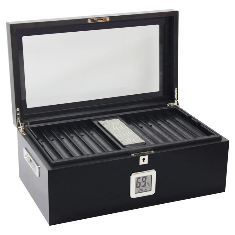 Prestige Import Group 120 Ct. Full Black Humidor w/ Black Interior & Polished Hardware