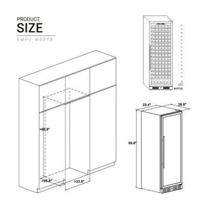 Empava Wine Cooler 70" Tall Wine Fridge