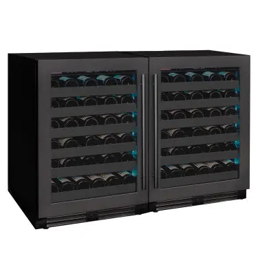 Allavino Reserva Series 100 Bottle Undercounter Side-by-Side Wine Coolers with Black Stainless Steel Doors