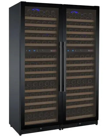Allavino FlexCount Series 344 Bottle Four Zone Tall Side-by-Side Wine Refrigerators with Black Doors