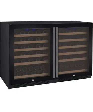 Allavino FlexCount Series 112 Bottle Dual Zone Built-in Side-by-Side Wine Refrigerators with Black Doors