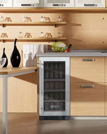 Allavino  Built-In Wine Fidge-15" Wide FlexCount II Tru-Vino Stainless Steel Left Hinge Beverage Center