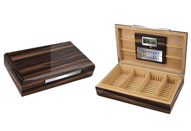 Prestige Import Group 120 Ct. Lacquered Ebony Wood Humidor w/ Slotted Divider System