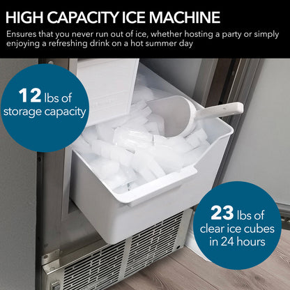 Whynter MIM-14231SS 14” Undercounter Automatic Stainless Steel Marine Ice Maker 23lb Daily Output