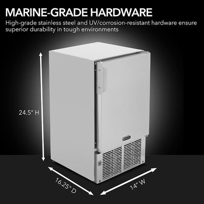 Whynter MIM-14231SS 14” Undercounter Automatic Stainless Steel Marine Ice Maker 23lb Daily Output