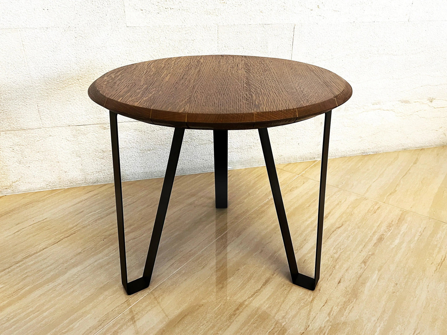 Whiskey & Wine Barrel Steel-Leg Center Table — Reclaimed Oak Top