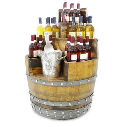 Whiskey & Wine Barrel Top Shelf Bar Cabinet — Door Shelf, Reclaimed Oak