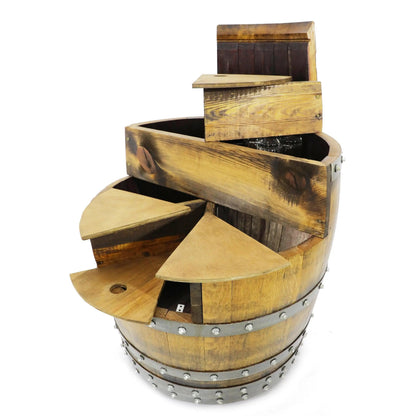 Whiskey & Wine Barrel Top Shelf Bar Cabinet — Door Shelf, Reclaimed Oak