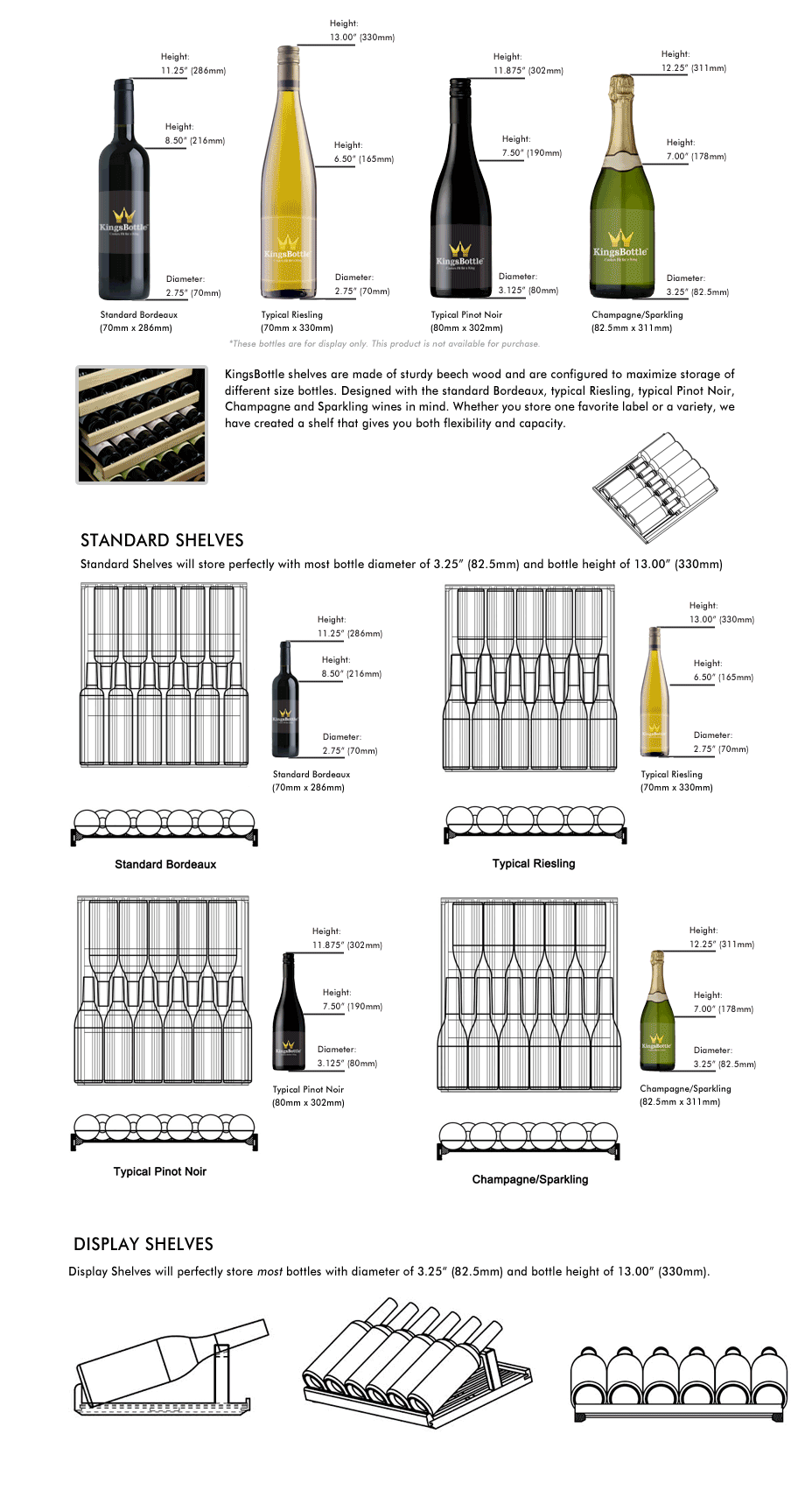 KingsBottle  100 Bottle Kitchen Wine Refrigerator Freestanding