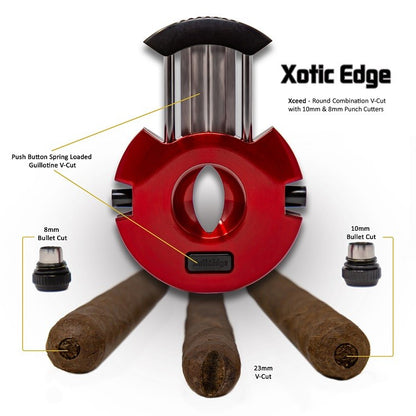 Prestige Import Group High Quality Round Combination V-Cut w/ 10mm & 8mm Punch Cutters (Red & Black)