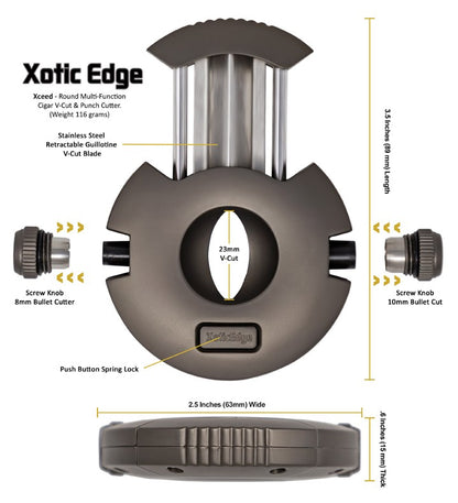 Prestige Import Group High Quality Round Combination V-Cut w/ 10mm & 8mm Punch Cutters (Gun Metal)