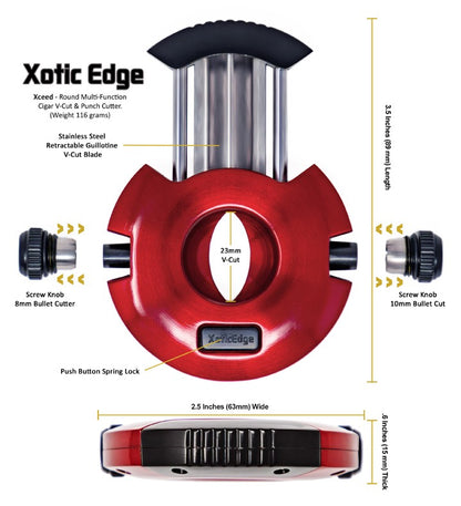 Prestige Import Group High Quality Round Combination V-Cut w/ 10mm & 8mm Punch Cutters (Red & Black)